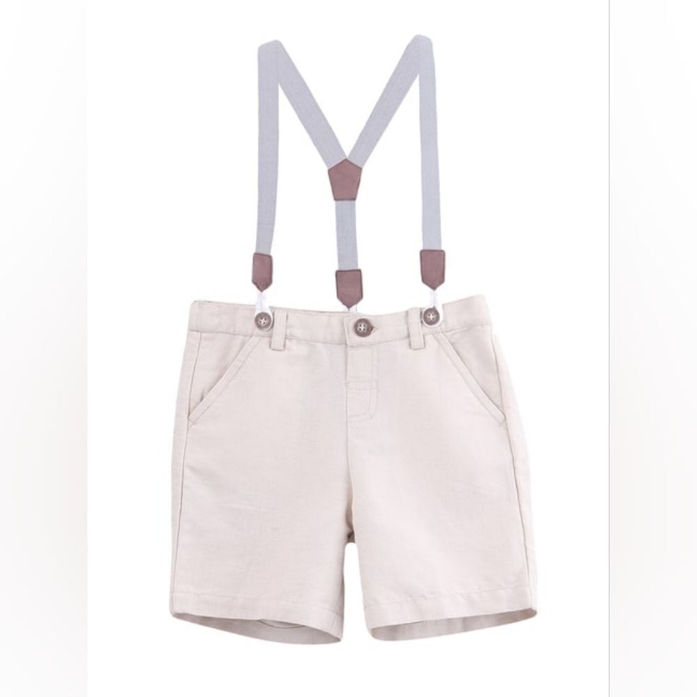 Beebay Kids | Beige Solid Shorts With Suspenders